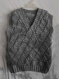 Men's Vintage Trees Jacquard Cozy Knit V Neck Vest artswardrobe