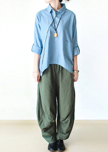 Original Design White Asymmetrical Design Cotton Shirt Spring