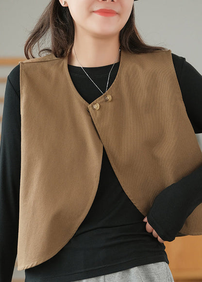 Simple Black O-neck Button Waistcoat Sleeveless