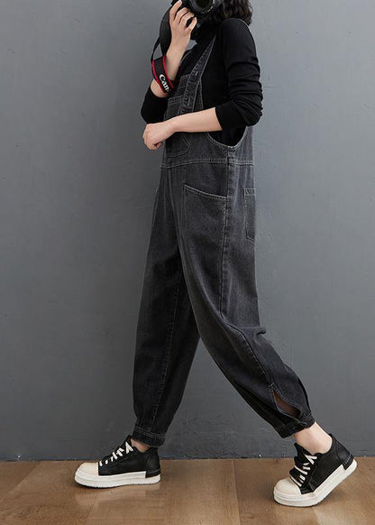 Simple Denim Black Pants Unique Spring Jumpsuit Pants