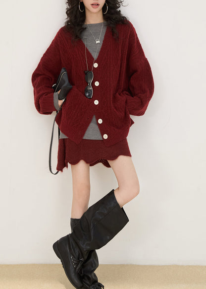 Mulberry Oversized Pockets Knit Cardigan Winter