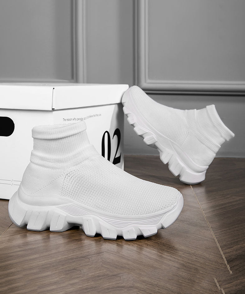 Comfy Splicing Ankle Sport Shoes Purple Knit Fabric