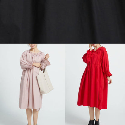 Italian Red Cotton Wardrobes High Waist Robe Spring Dresses
