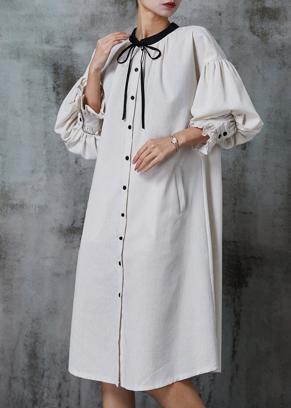 Apricot Silm Fit Cotton Shirt Dress Spring