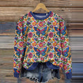 Comstylish Mexican Butterfly And Floral Embroidered Art Pattern Sweatshirt