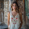 Women's Bohemian Vintage Floral Embroidered Vest artswardrobe