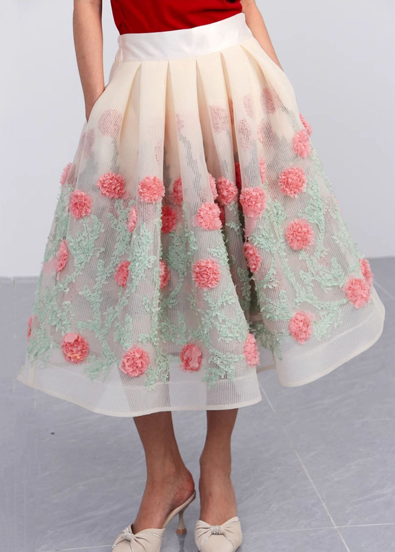 Hollow Out Pockets Patchwork Tulle Skirt Summer