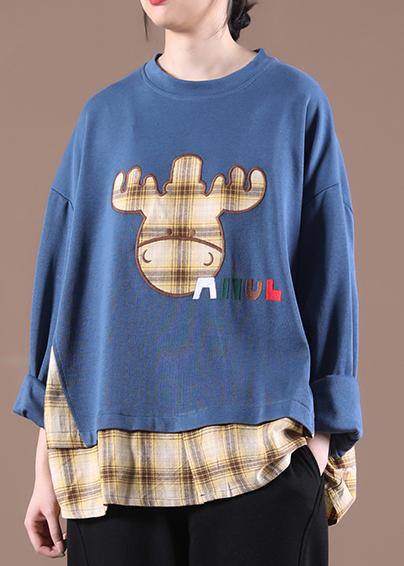 Comfy Blue Graphic Loose Sweatshirts Top