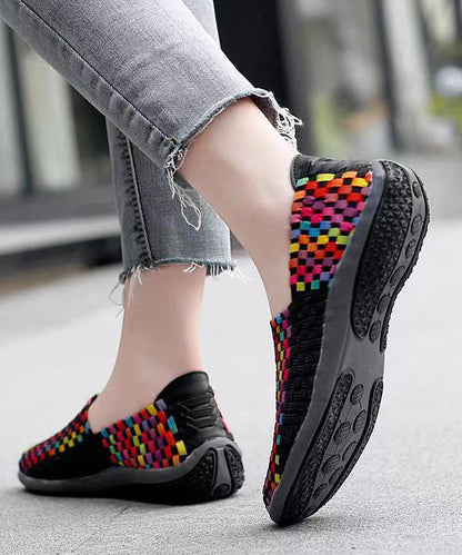 Knit Fabric Black Diy Soft Splicing Flats Shoes Soofairy Shoes-20251