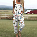 Women's Chicken Art Print Casual Jumpsuit artswardrobe