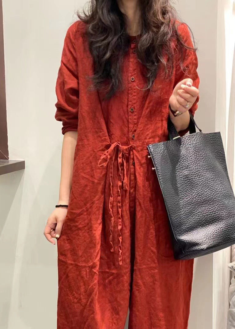Original Design Red Lace Up Stylish Jumpsuits Spring