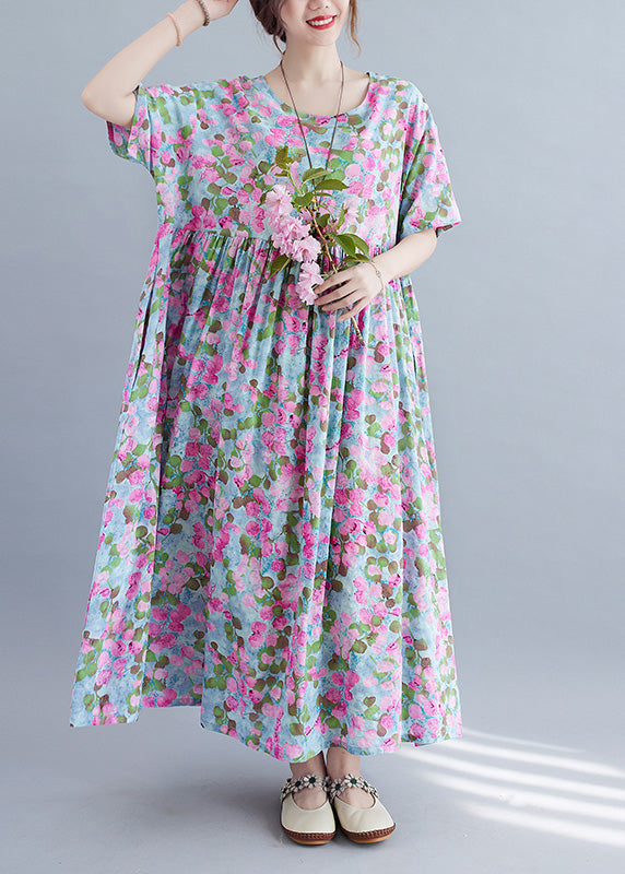 Purple Print Patchwork Holiday Long Dress Summer