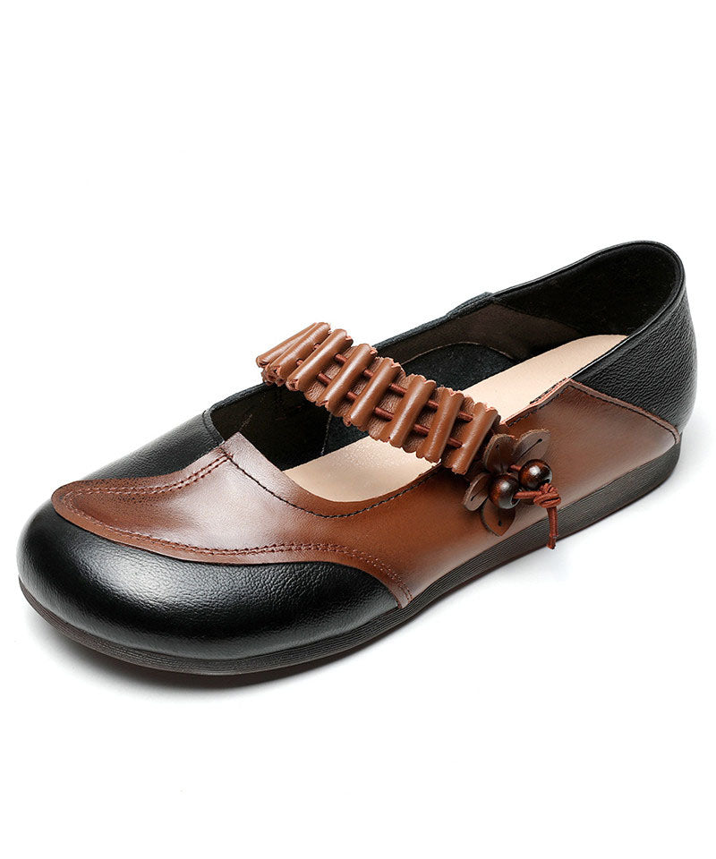 Comfy Black Buckle Strap Flat Feet Shoes Splicing Flat Shoes for