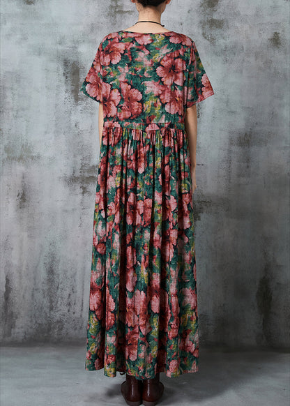 Red Cinched Linen Holiday Dress Summer