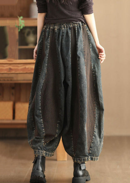 Old Blue Pockets Elastic Waist Crop Pants Spring