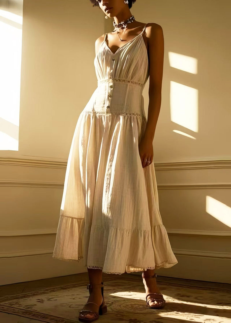 Silm Fit White Exra Large Hem Cotton Day Sundress Summer