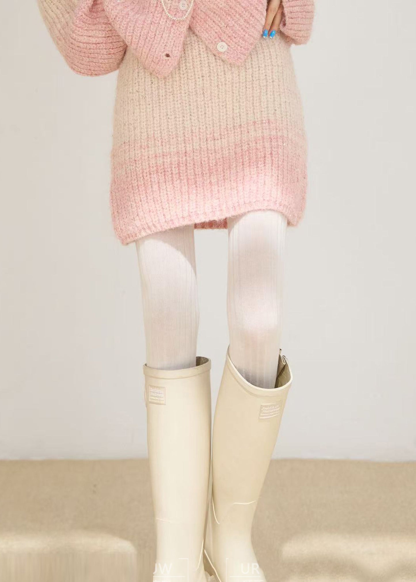 Pink Oversized Warm Knit Two Pieces Set Winter