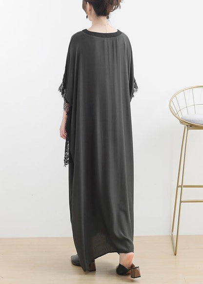 Fitted Grey Green V Neck Batwing Sleeve Vacation Dresses Summer Chiffon Dress