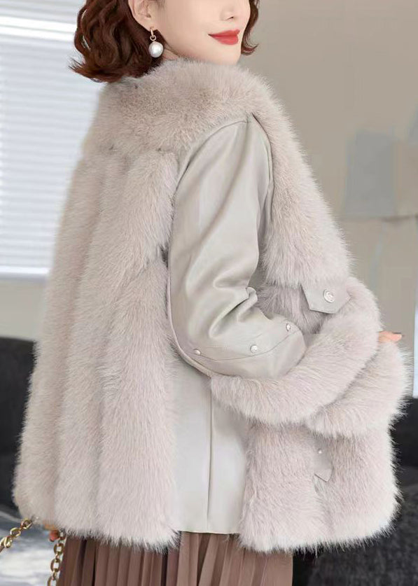 Grey Nail Bead Patchwork Mink Velvet Coats Winter