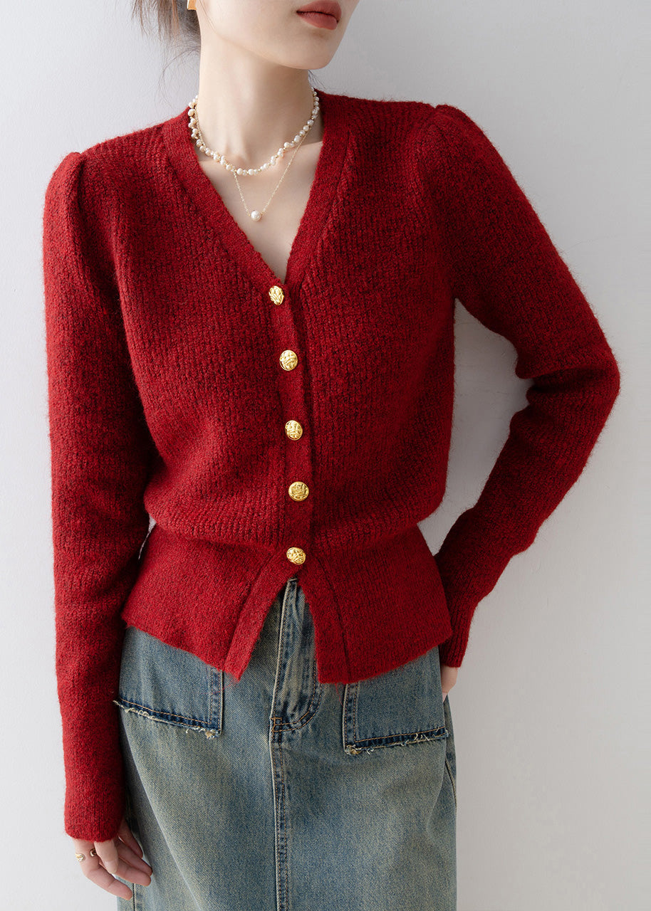Mulberry V Neck Silm Fit Knit Cardigans Winter