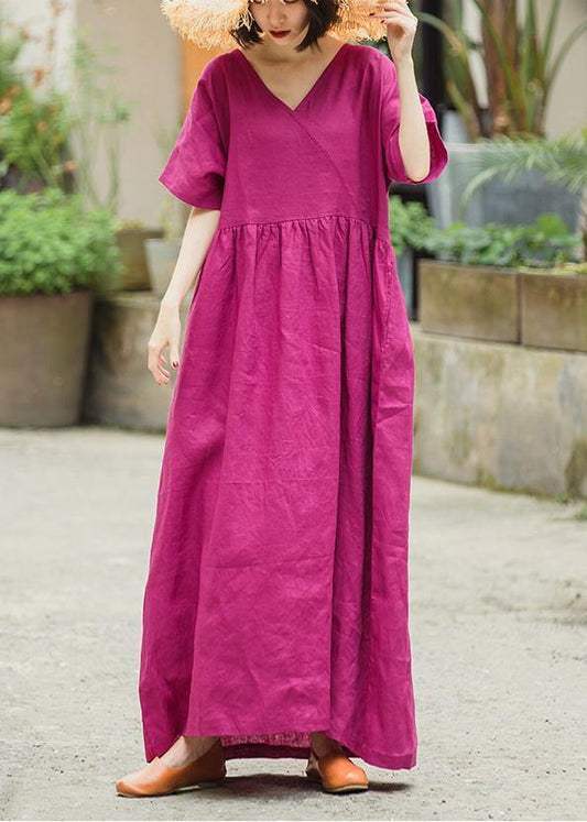 Rose Linen Dresses Summer Dress