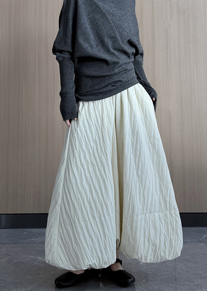 White Exra Large Hem Fine Cotton Filled a Line Skirt Winter