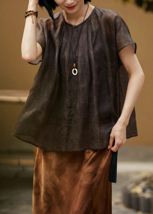 Brown Oversized Cotton Tank Tops Summer