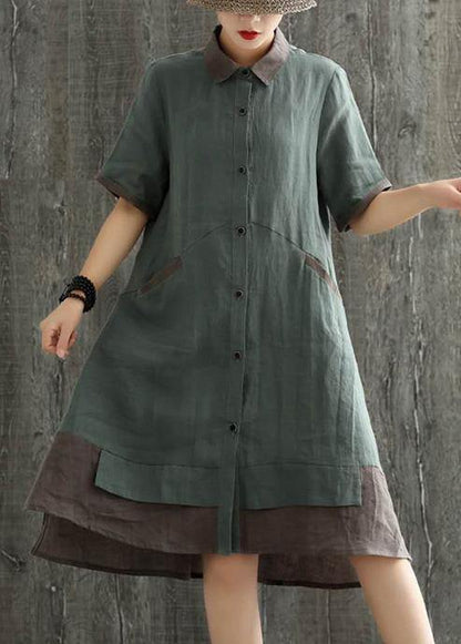 Modern Lapel Patchwork Summer Long Dress Ideas Red Dress