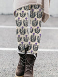 Scottish Thistle Floral Women's Knit Leggings artswardrobe