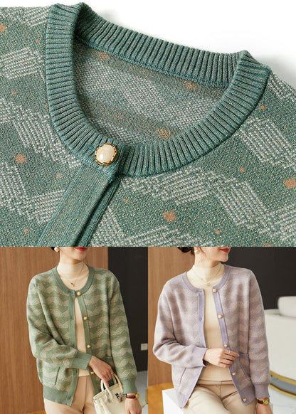 Green Oversized Print Woolen Coat Outwear Fall