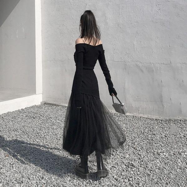 New Mesh Patchwork Skirt Color Street Simplicity Temperament Skirt