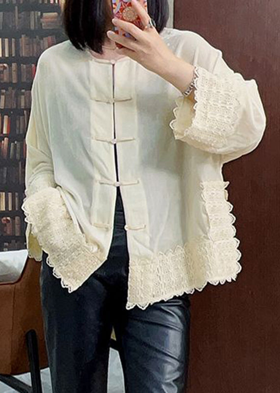 White Button Silk Velour Coats Long Sleeve