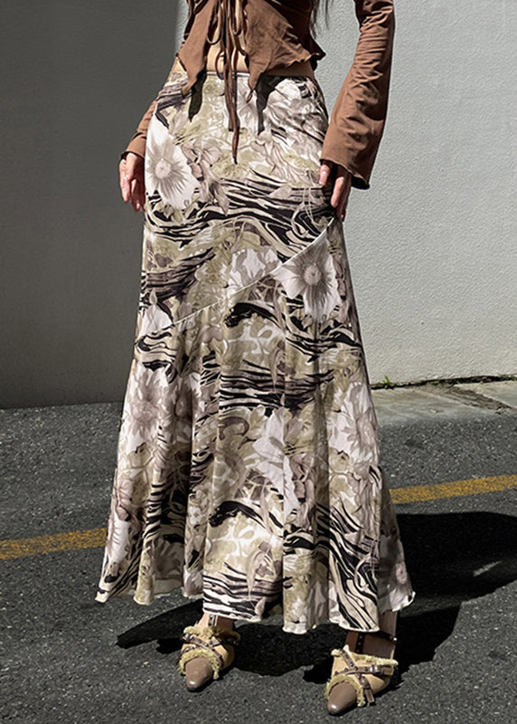 Print High Waist Cotton Skirt Summer
