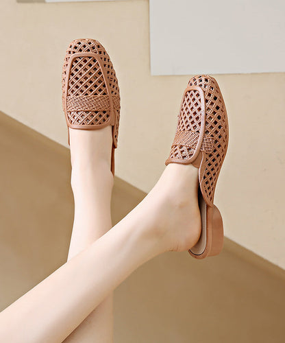 New Apricot Hollow Out Breathable Slide Sandals