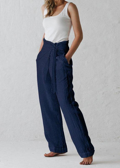 Cotton Belted High Waist Wide Leg Harem Pants