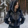 Comstylish Women's Vintage Viking Celtic Knot Style Plush Zip-up Hoodie