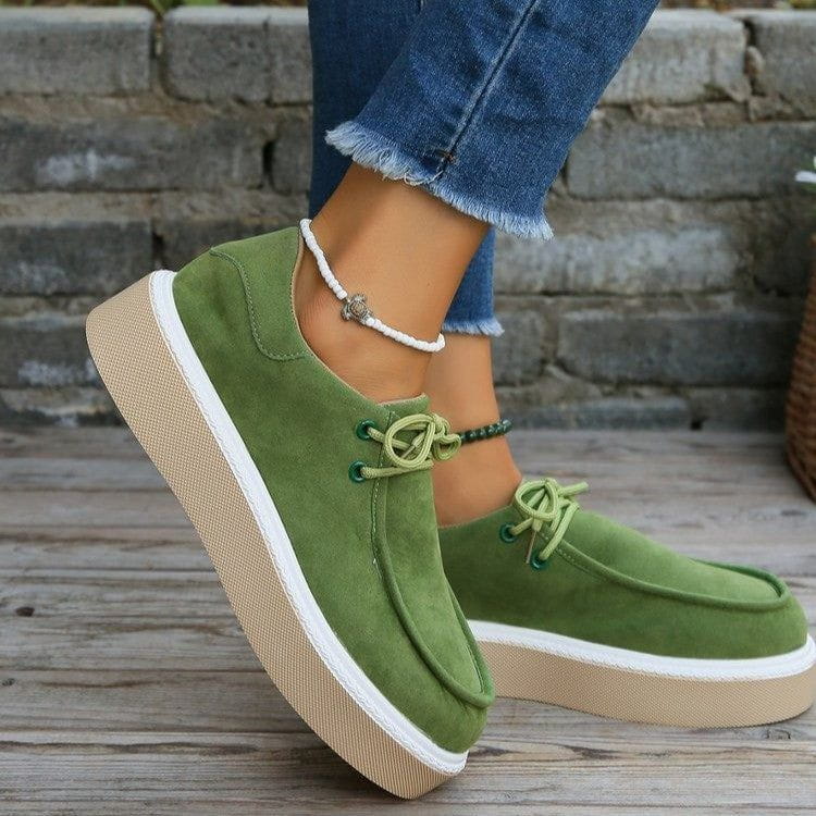 JO | Womens Lace-Up Flats with Thick Sole Sneakers