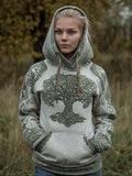 Comstylish Women's Viking Style Tree Of Life Print Warm Hoodie
