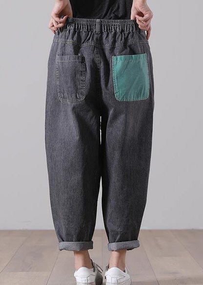 Black Patchwork Jeans Summer Cotton