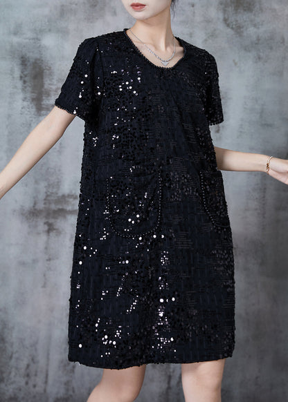 Black Sequins Nail Bead Party Dresses Summer