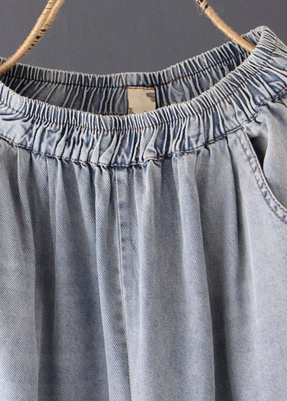 Grey Pockets Patchwork Draping Wide Leg Jeans
