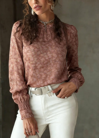 Ruffled Patchwork Print Shirt Spring