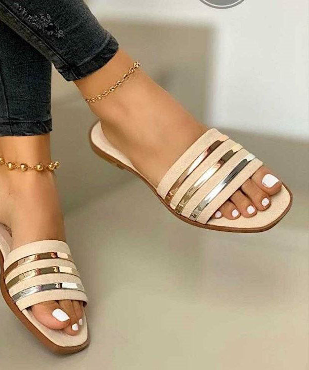 Pink Faux Leather Splicing Peep Toe Beach Slide Sandals