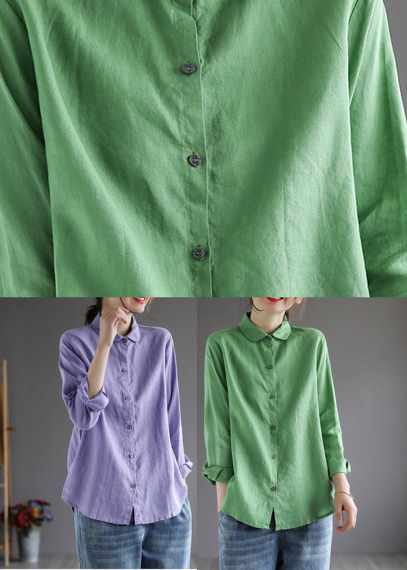 Purple Peter Pan Collar Button Shirt Long Sleeve