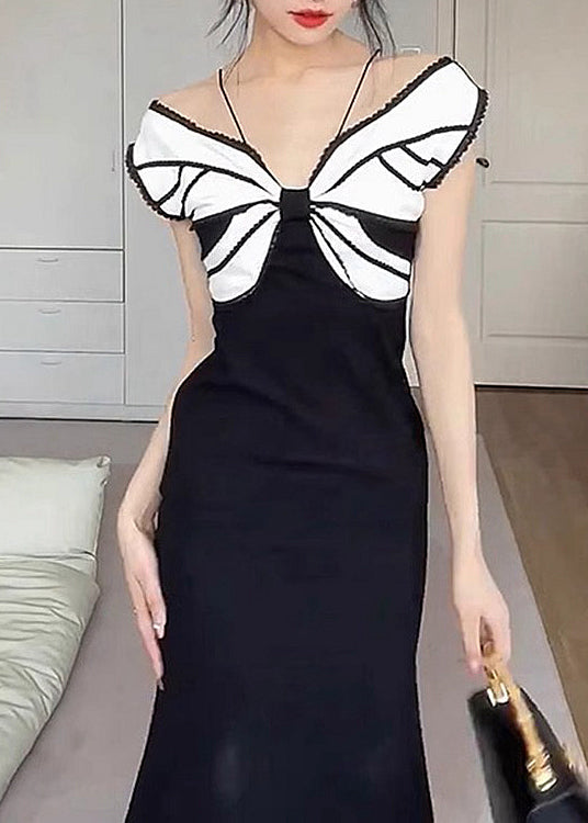 Black Bow Off the Shoulder Dresses Summer