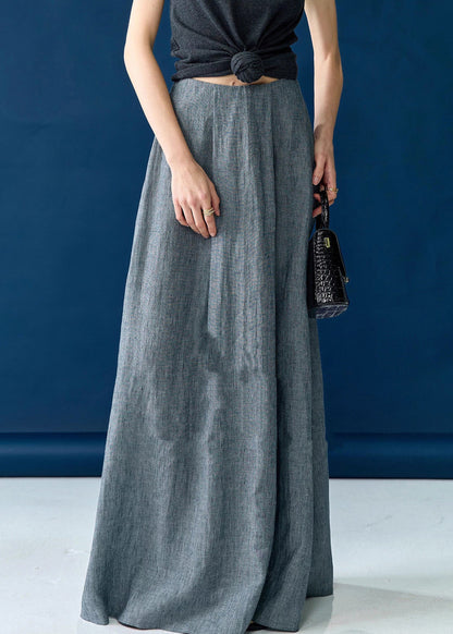 New Grey High Waist Silk Cotton Skirts Summer