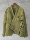 Comstylish Bamboo Japanese Art Cozy Fleece Kimono Cardigan