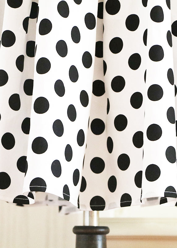 Organic White Dot Print High Waist a Line Skirt