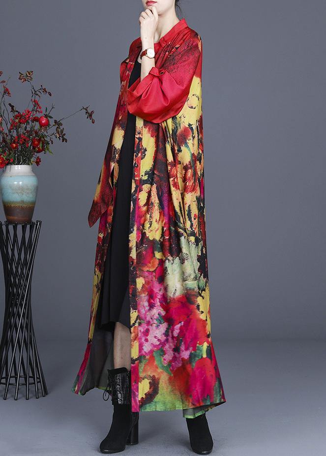 Fine Red Print Asymmetrical Design Long Summer Spring Dress
