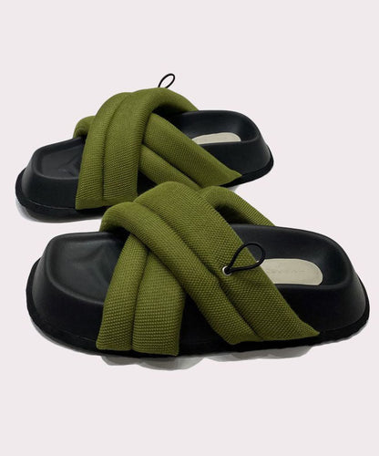 Splicing Platform Green Breathable Mesh Slide Sandals